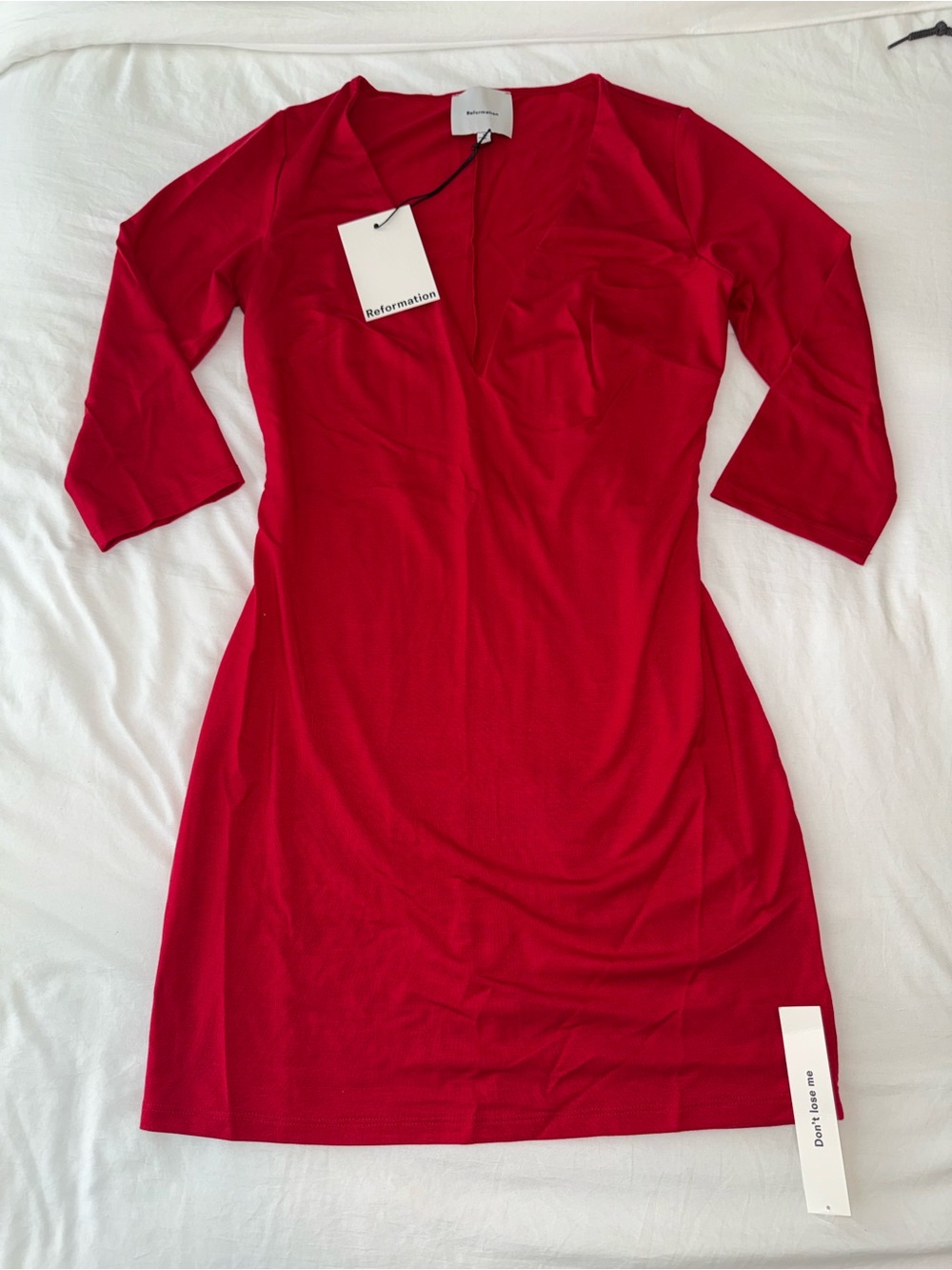 Reformation Lipstick Red V-Neck Dress